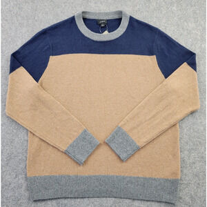 J Crew Sweater Mens Large Colorblock Merino Wool Polyamide Crewneck Pullover